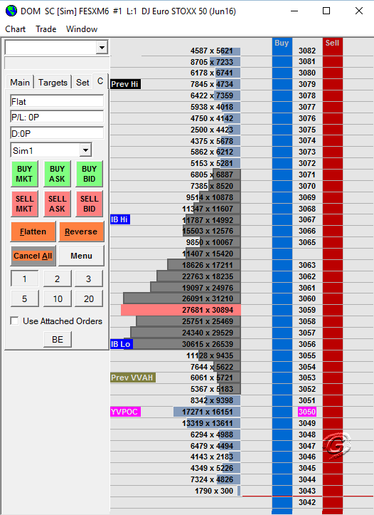 Sierra Chart Trading DOM